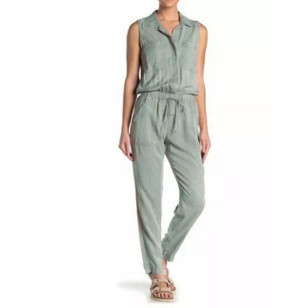 Young Fabulous & Broke Every Washed Acid Jumpsuit Green Sleeveless V Neck Sm